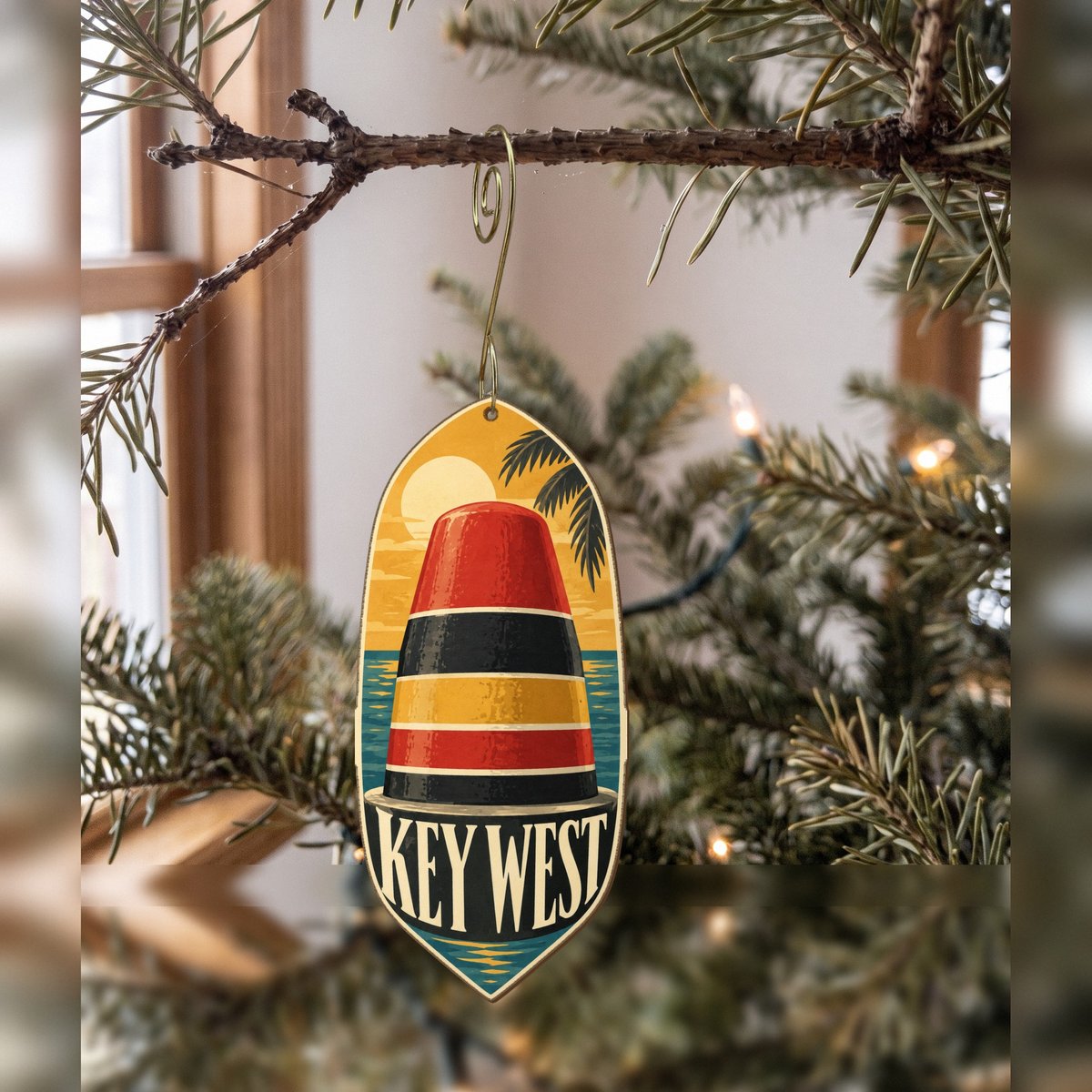 She's Choosing Key West Ornament | Typographic Illustration | S850-O