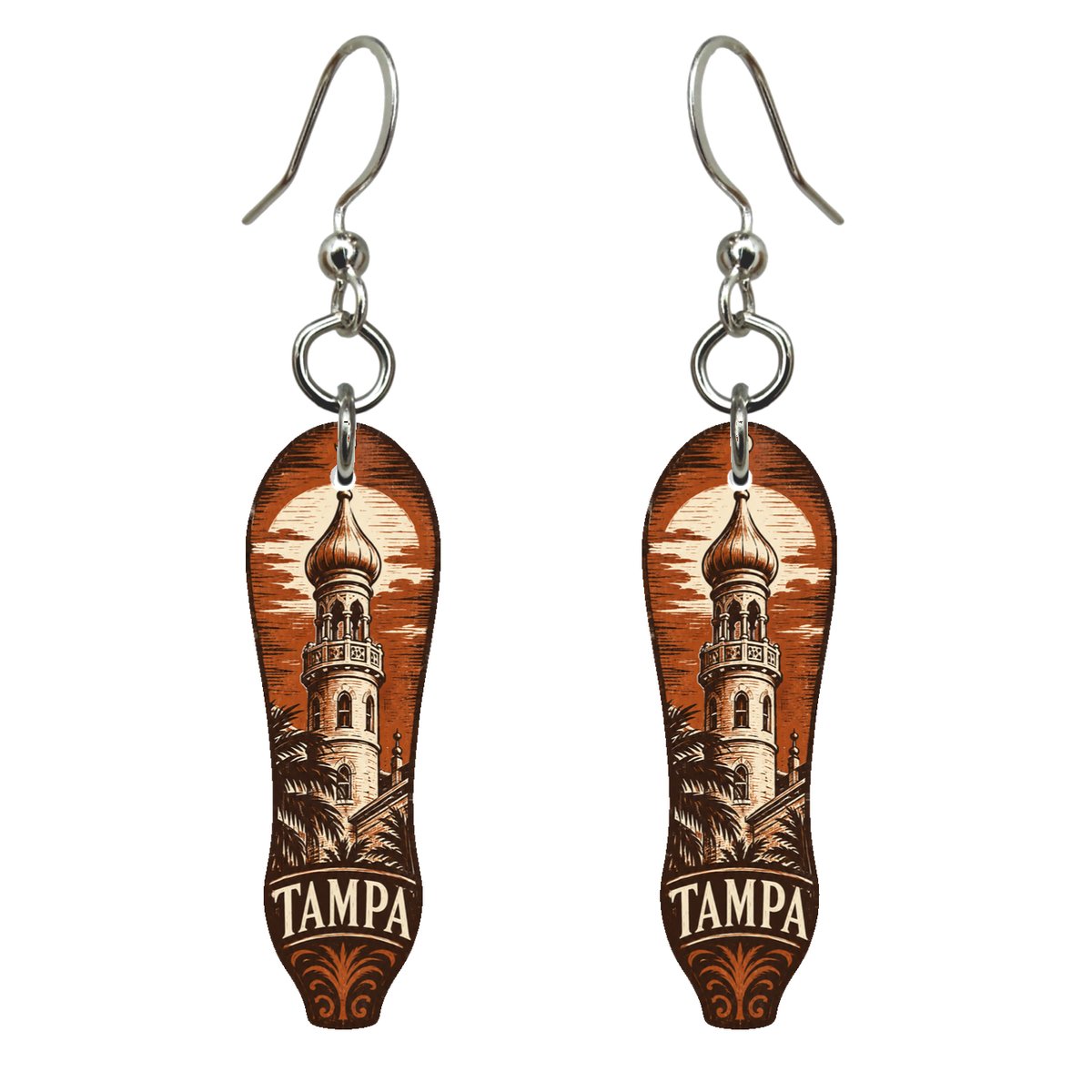 She's Choosing Tampa Earrings | Woodcut | S857