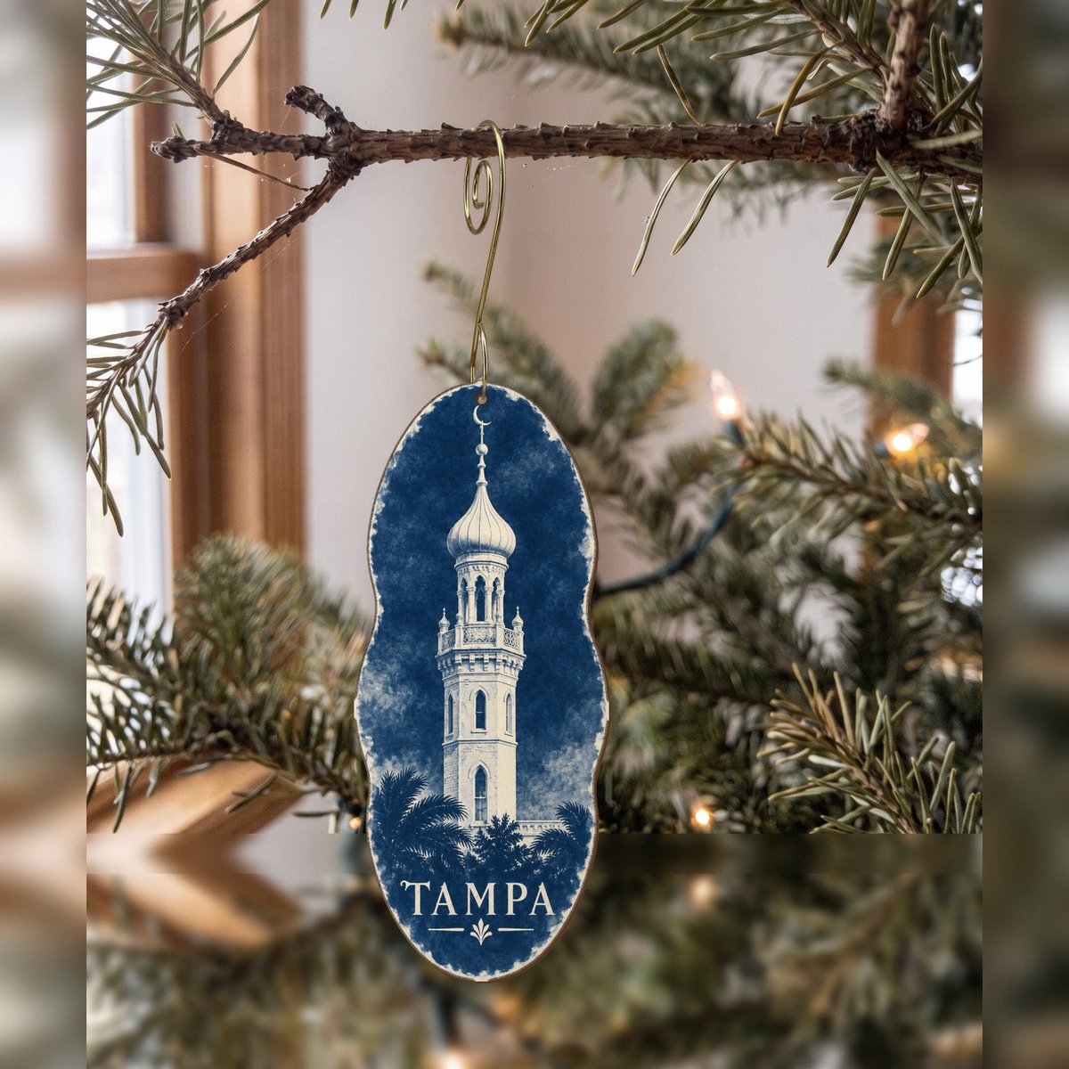 She's Choosing Tampa Ornament | Cyanotype-Inspired | S858-O
