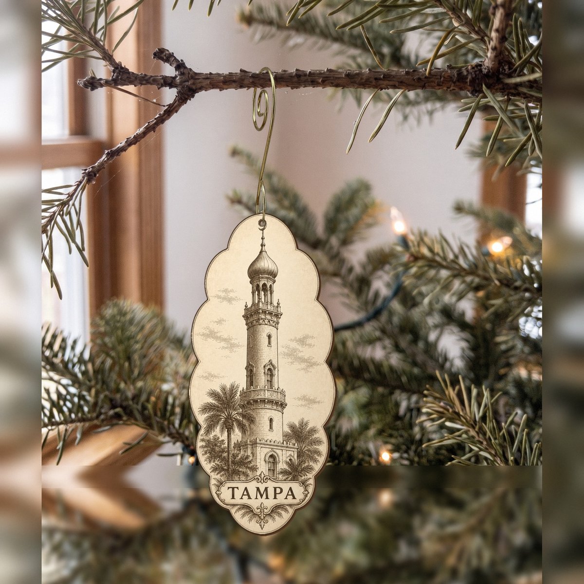She's Choosing Tampa Ornament | Etching-Inspired Linework | S859-O