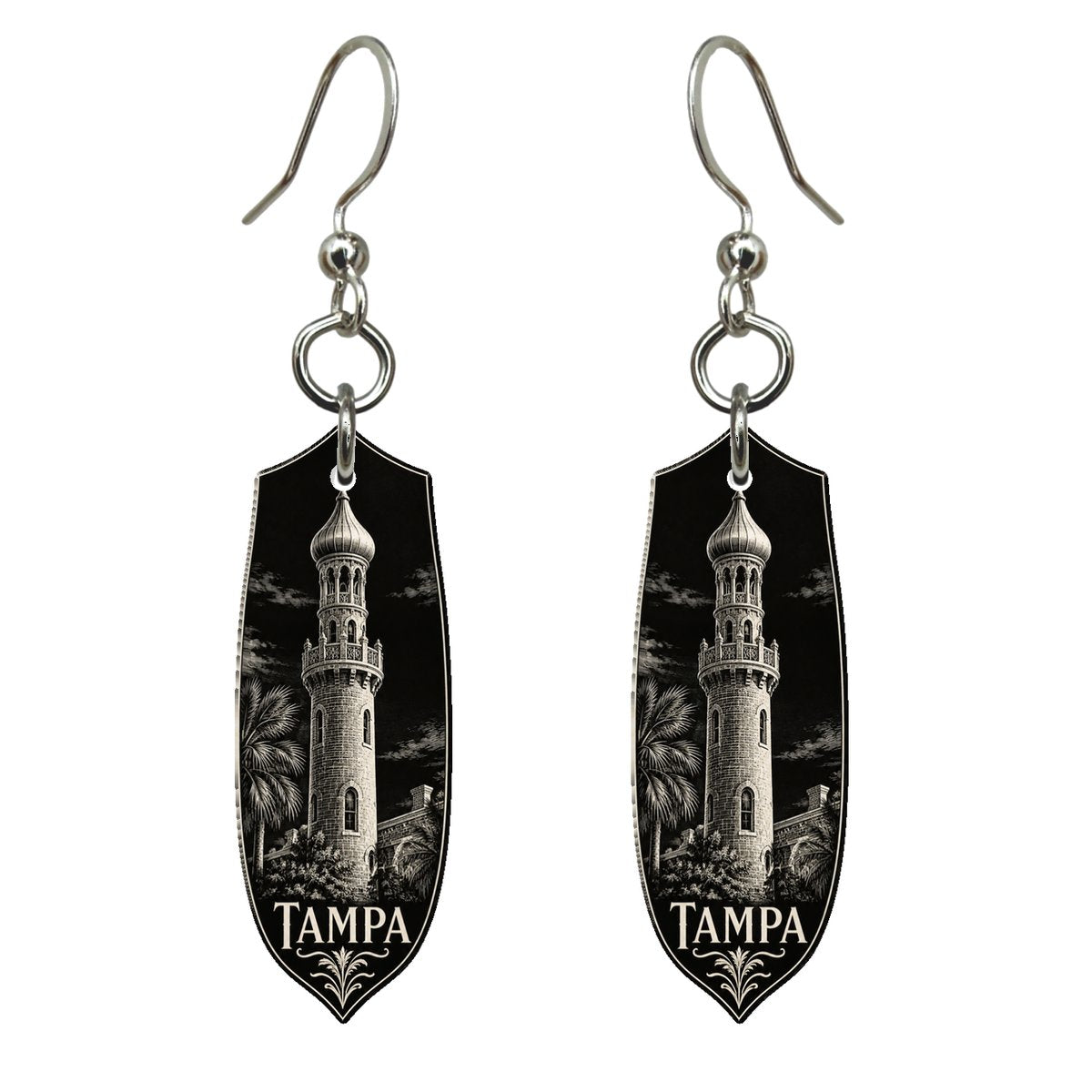 She's Choosing Tampa Earrings | Scratchboard | S861