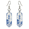 She's Choosing Tampa Earrings | Blue-And-White Ceramic Illustration | S866
