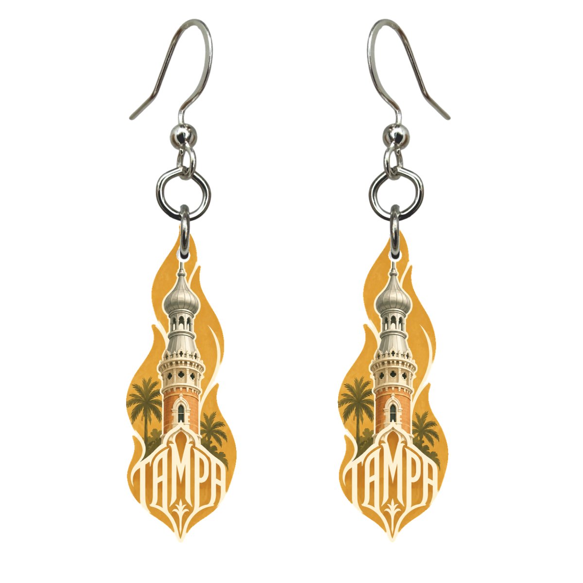 She's Choosing Tampa Earrings | Typographic Illustration | S868