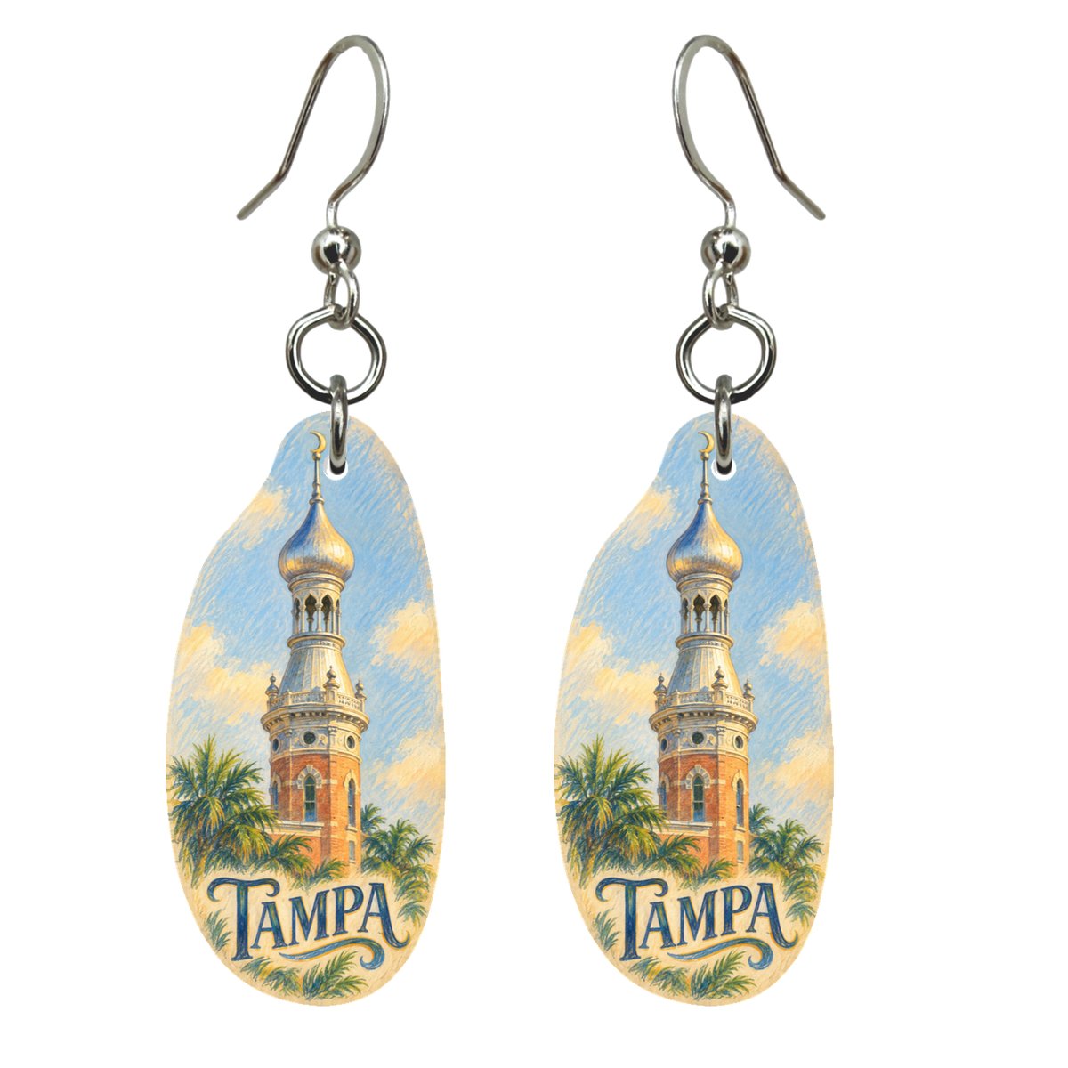She's Choosing Tampa Earrings | Colored Pencil over Gouache | S869