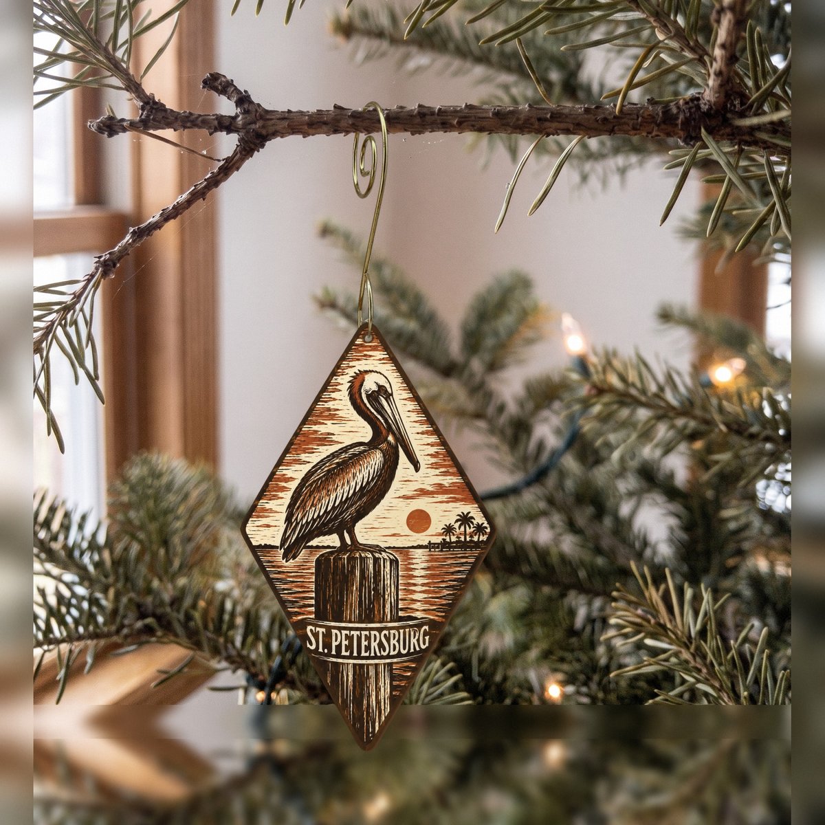 She's Choosing St. Petersburg Ornament | Woodcut | S875-O
