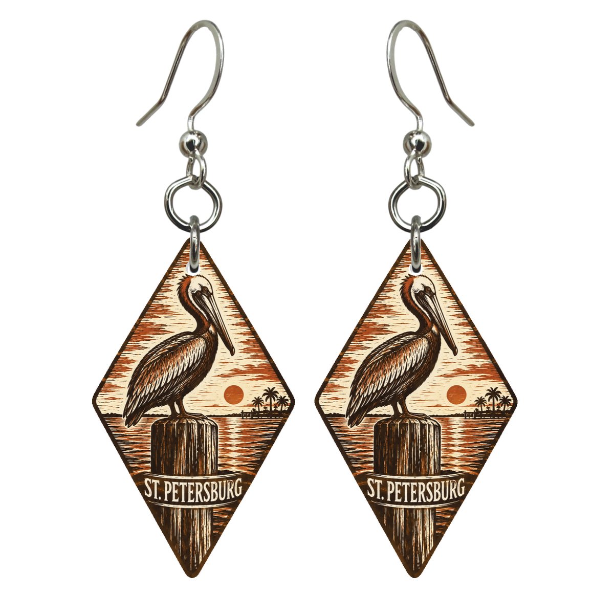 She's Choosing St. Petersburg Earrings | Woodcut | S875