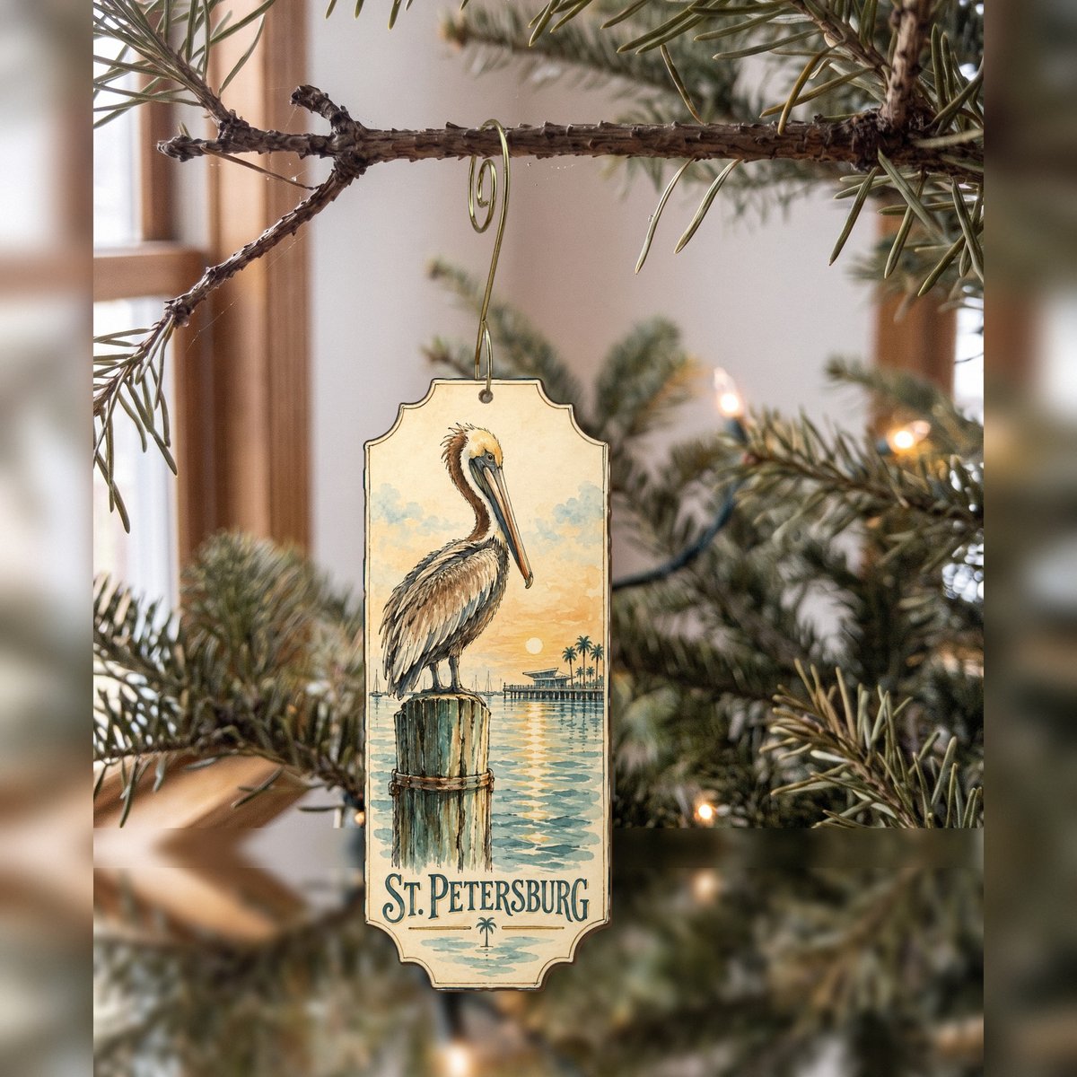 She's Choosing St. Petersburg Ornament | Pen and Watercolor Wash | S882-O
