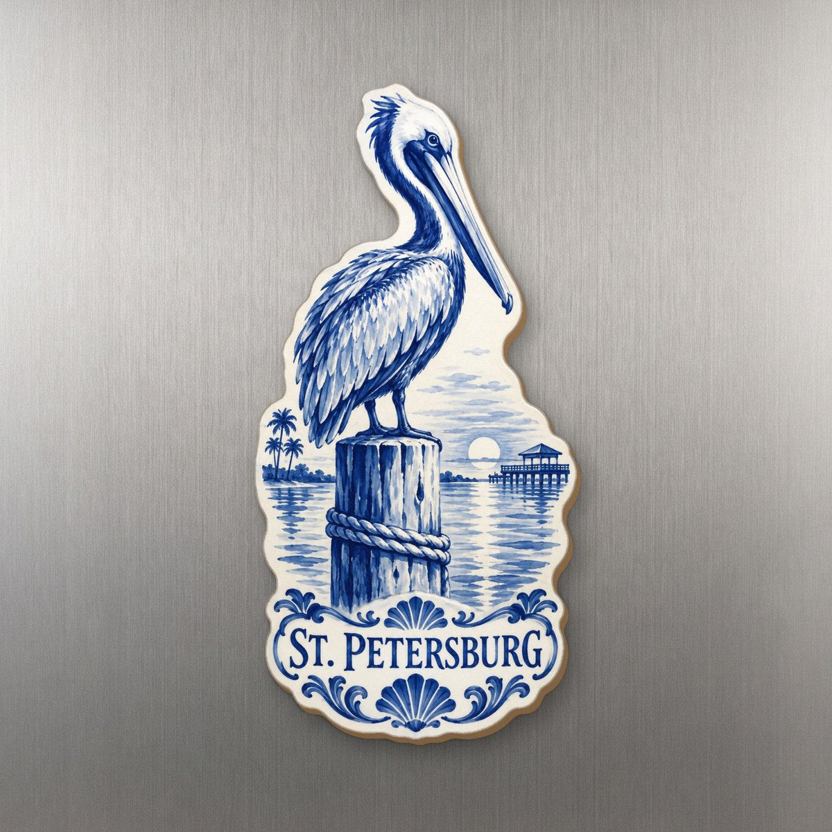 She's Choosing St. Petersburg Magnet | Blue-And-White Ceramic Illustration | S884-M