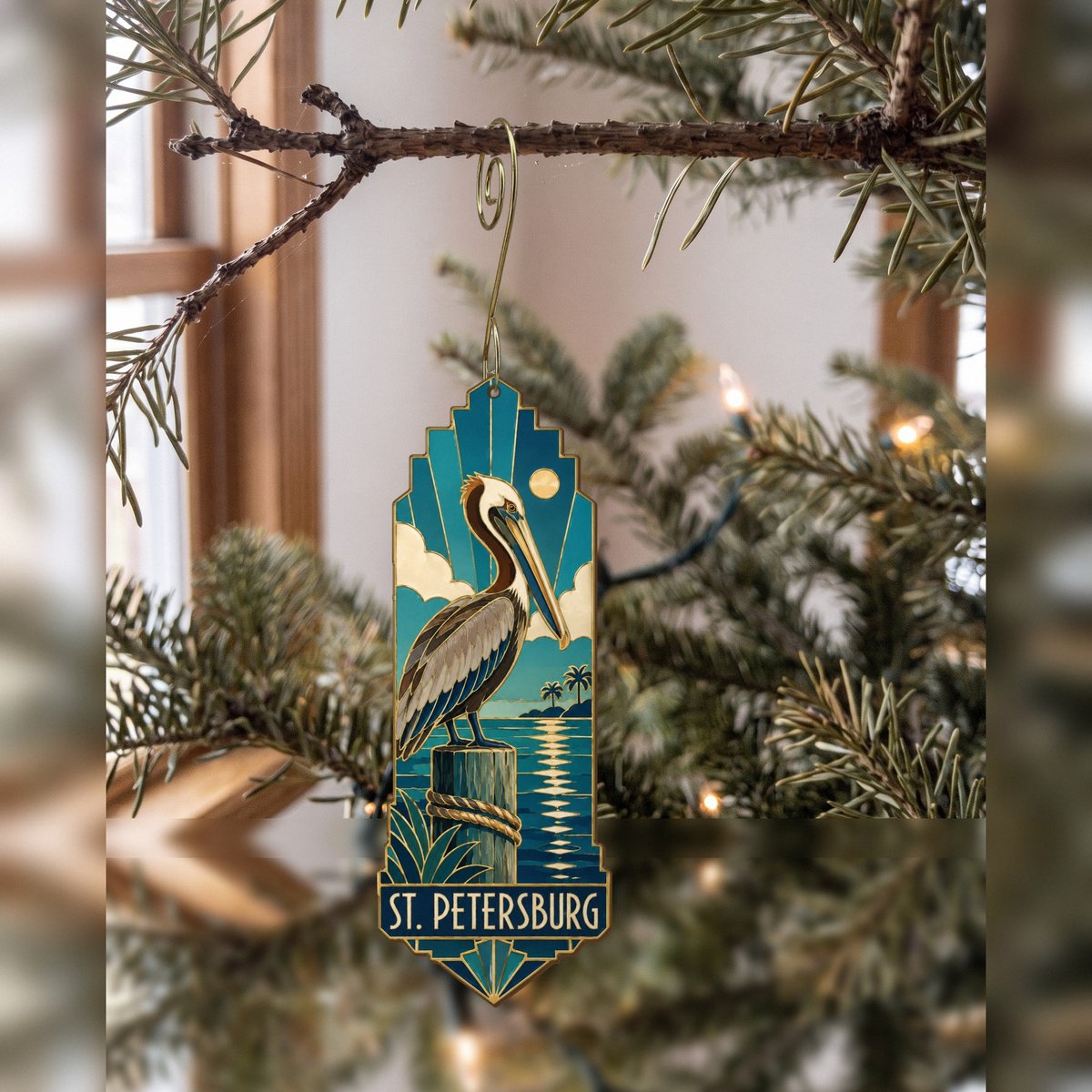 She's Choosing St. Petersburg Ornament | Cloisonné-Inspired Graphic | S885-O