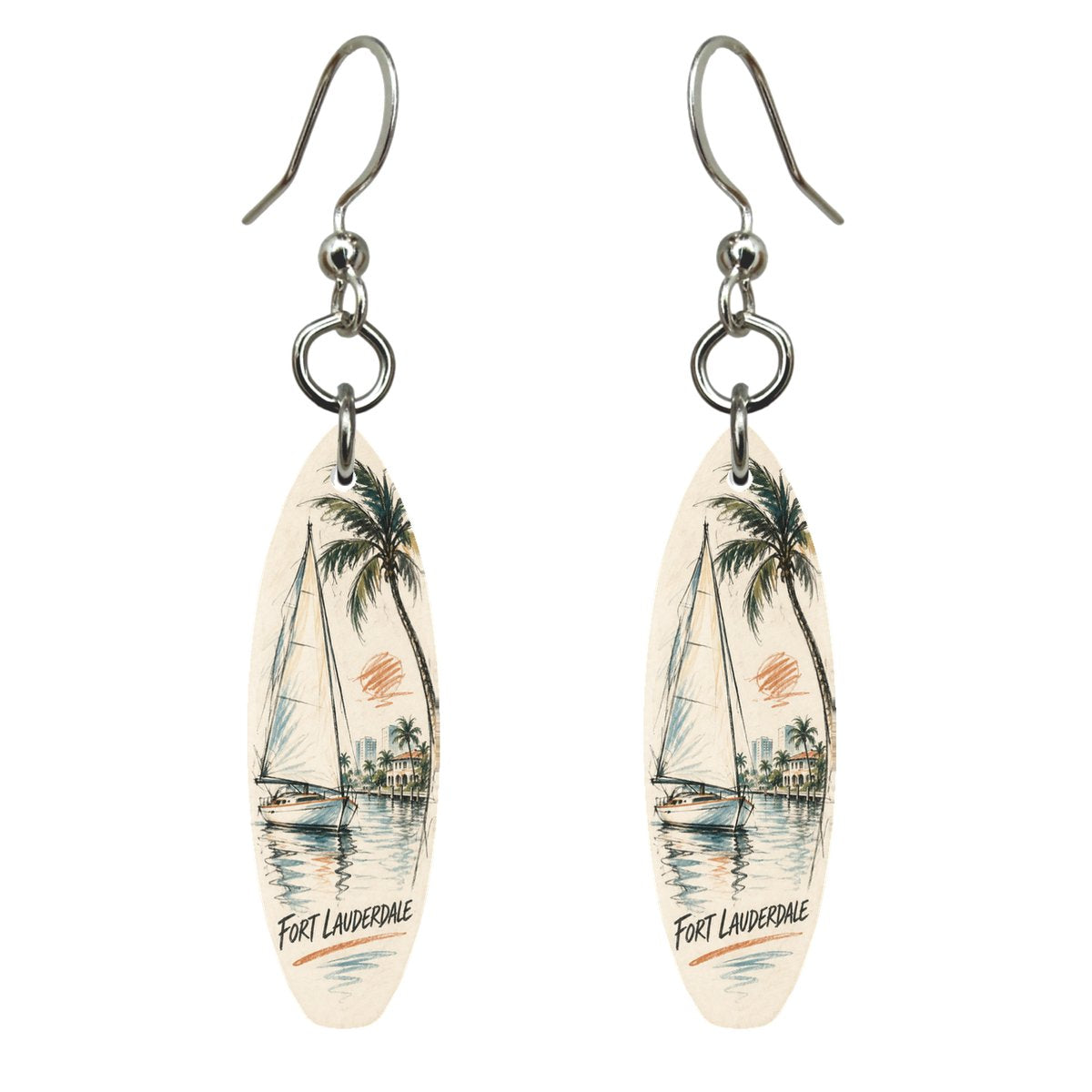 She's Choosing Fort Lauderdale Earrings | Loose Contour Sketch | S890