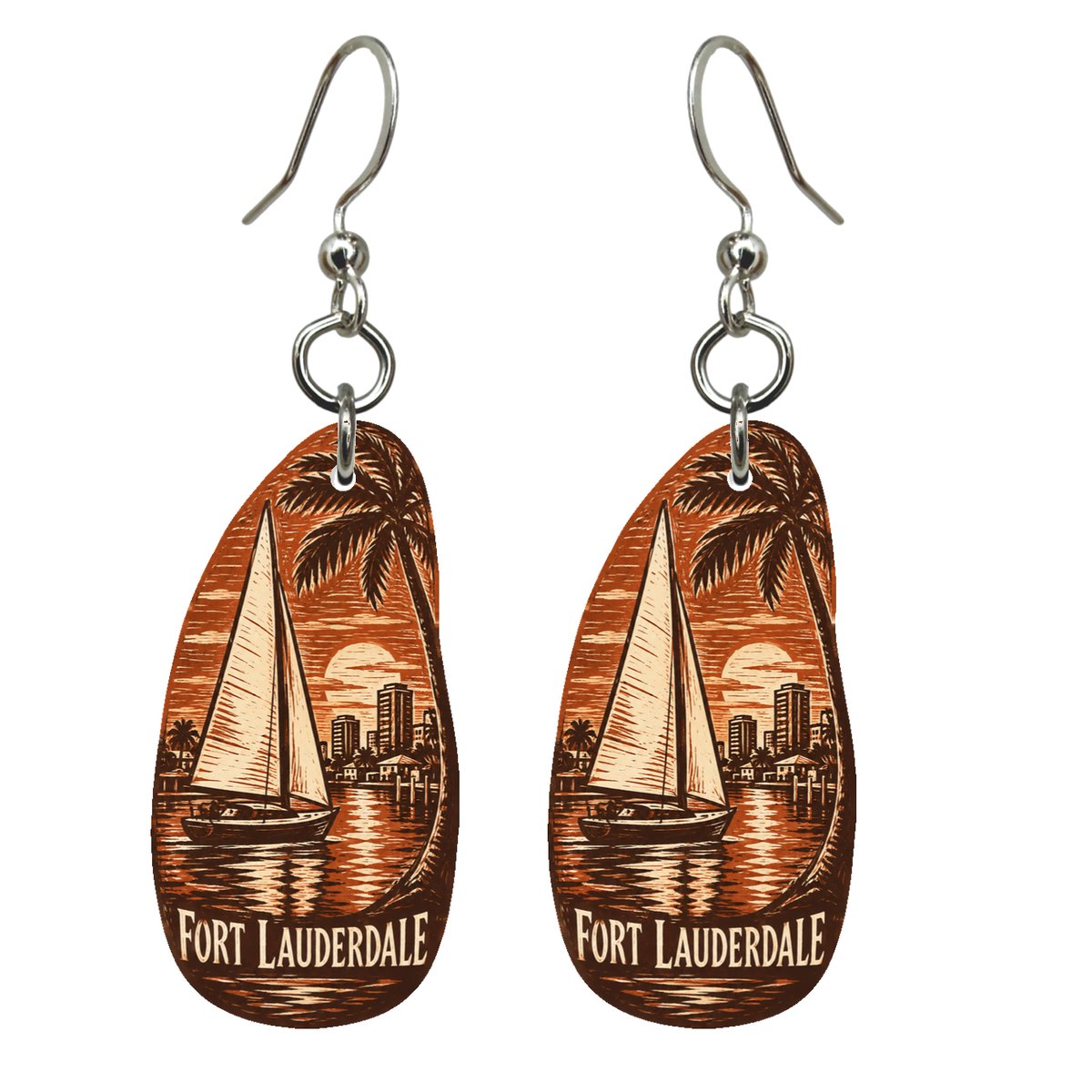 She's Choosing Fort Lauderdale Earrings | Woodcut | S893