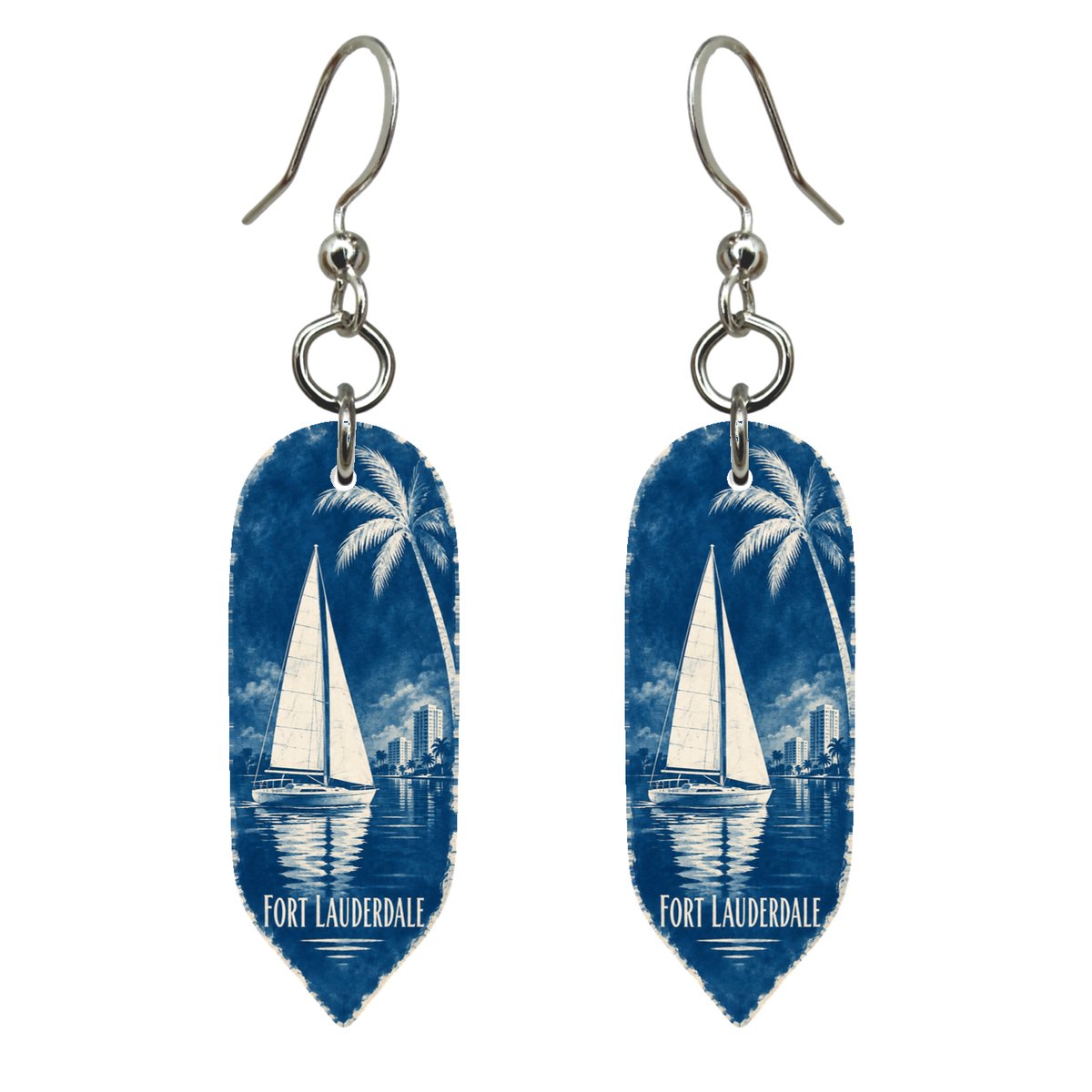 She's Choosing Fort Lauderdale Earrings | Cyanotype-Inspired | S894