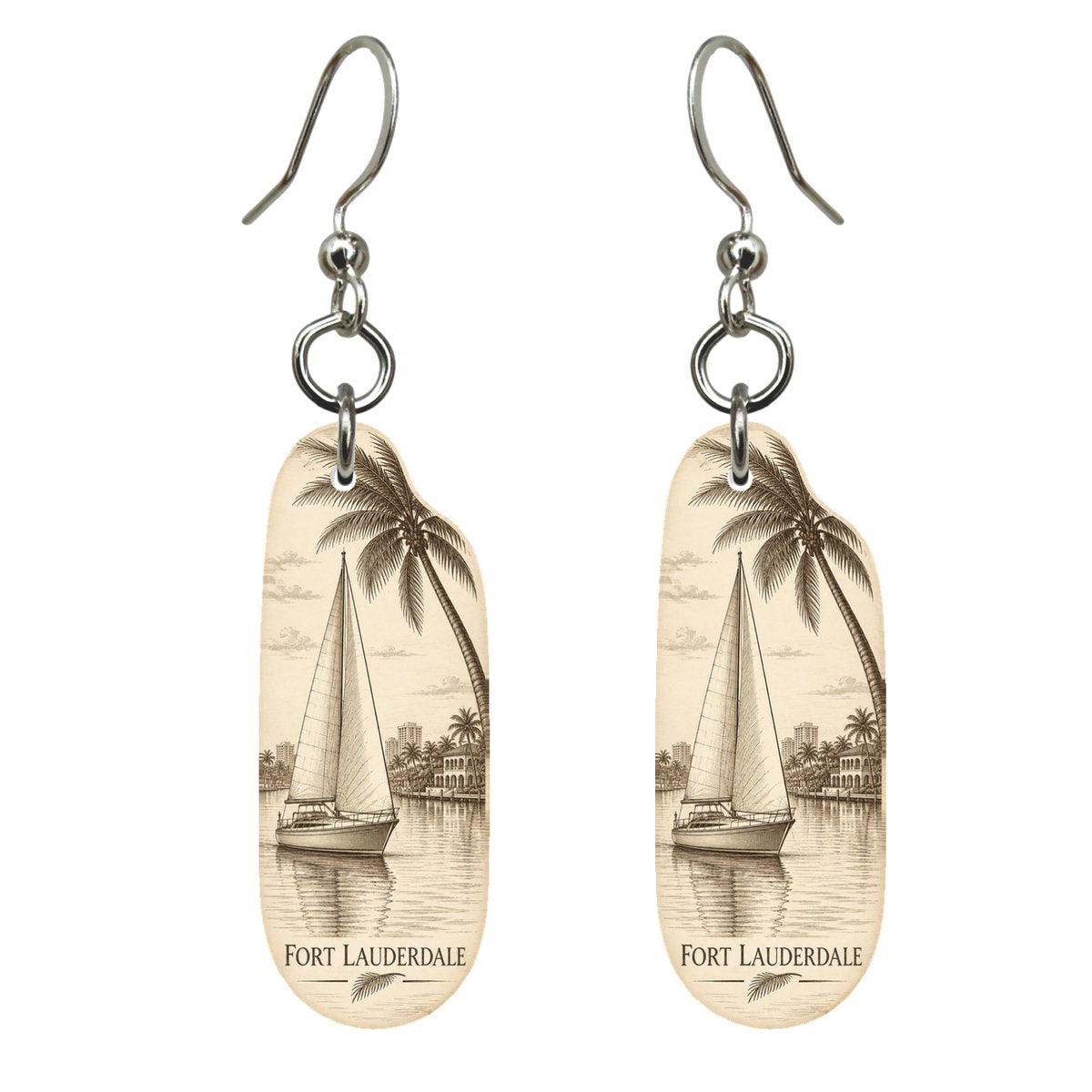 She's Choosing Fort Lauderdale Earrings | Etching-Inspired Linework | S895