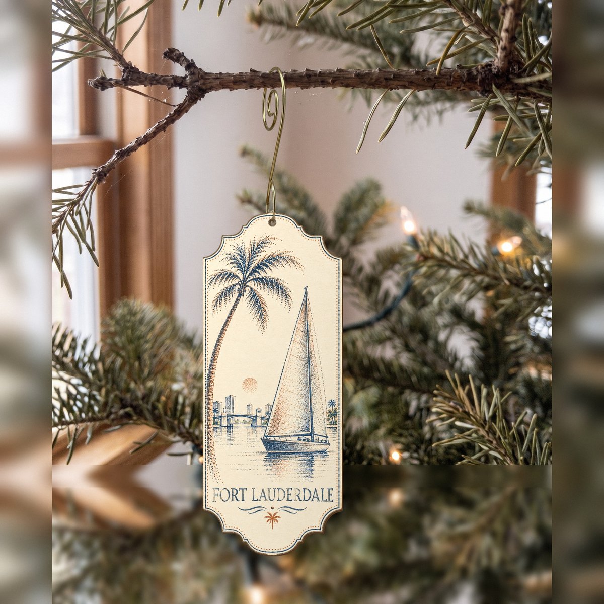 She's Choosing Fort Lauderdale Ornament | Sparse Pointillism | S896-O