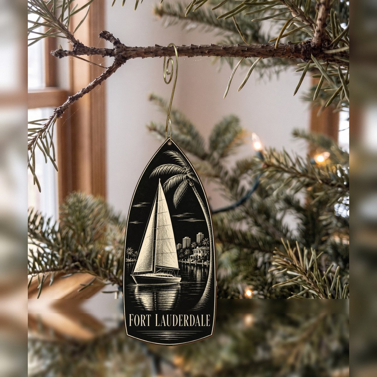 She's Choosing Fort Lauderdale Ornament | Scratchboard | S897-O