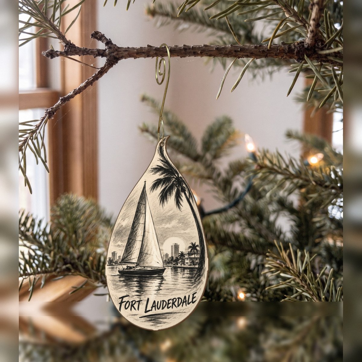 She's Choosing Fort Lauderdale Ornament | Charcoal Gesture | S898-O