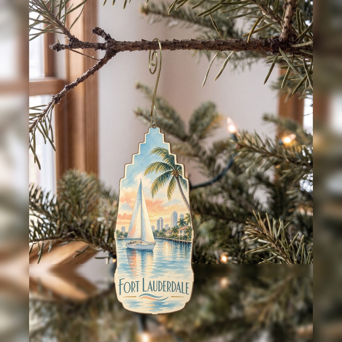 She's Choosing Fort Lauderdale Ornament | Restrained Watercolor | S899-O