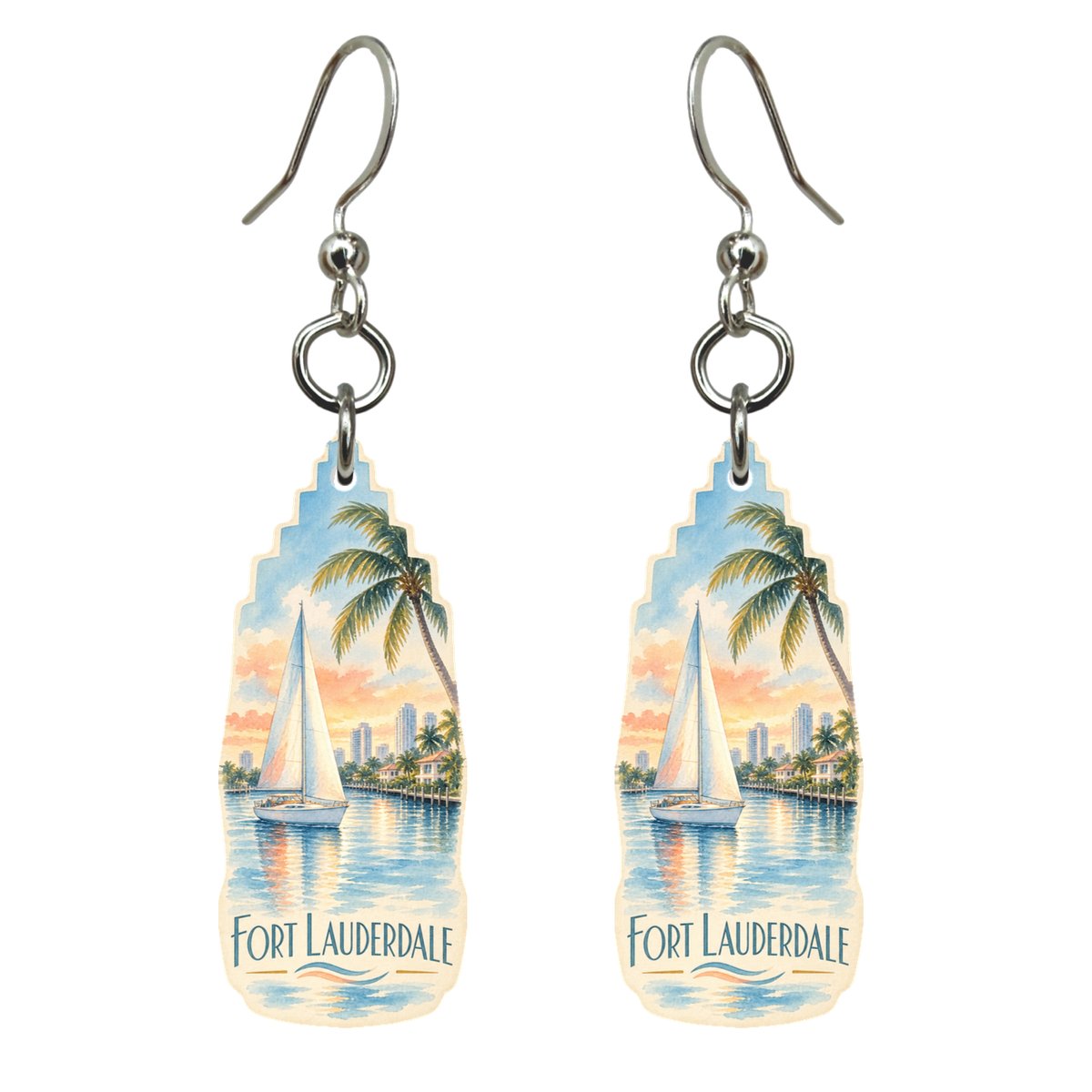 She's Choosing Fort Lauderdale Earrings | Restrained Watercolor | S899