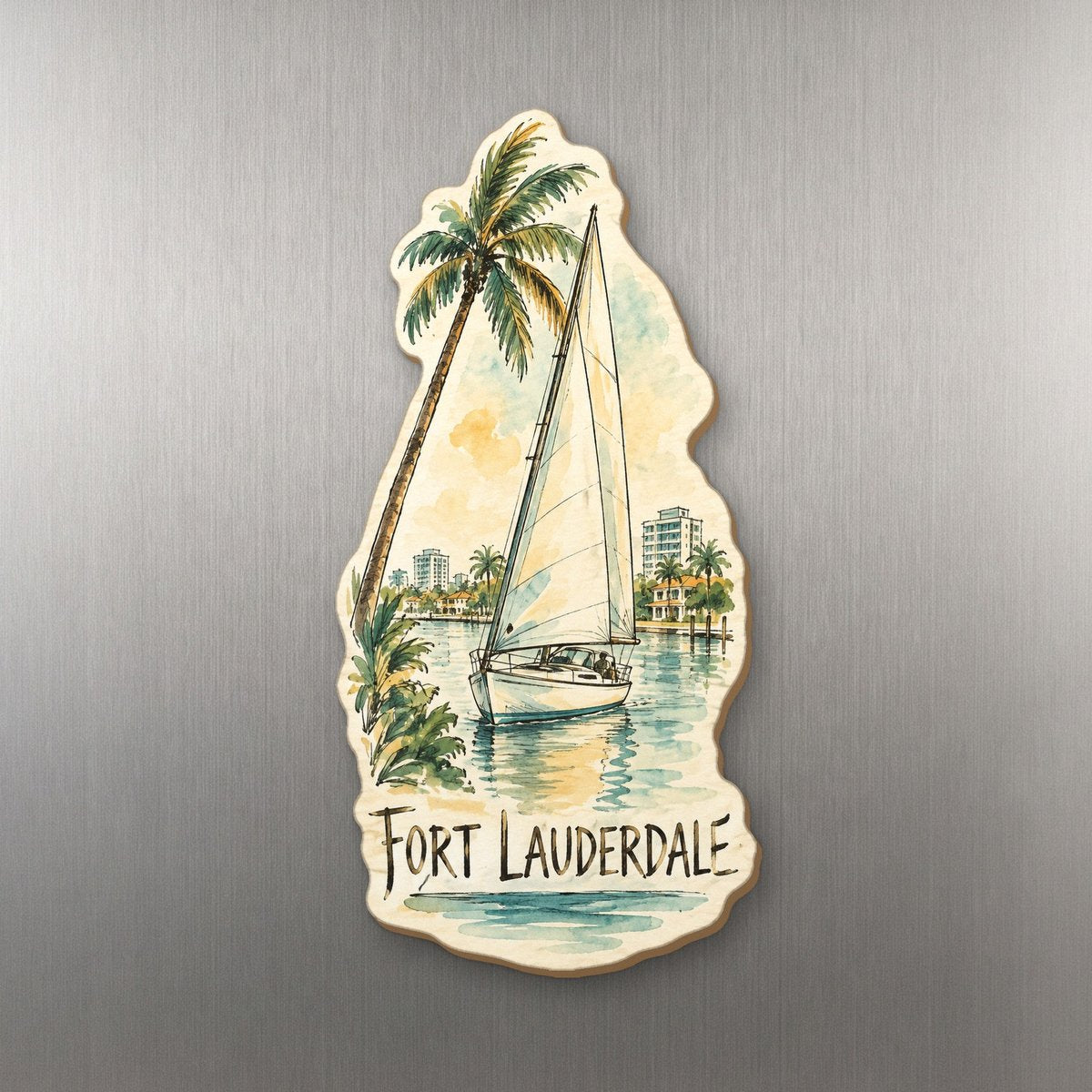 She's Choosing Fort Lauderdale Magnet | Pen and Watercolor Wash | S900-M