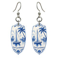 She's Choosing Fort Lauderdale Earrings | Blue-And-White Ceramic Illustration | S902