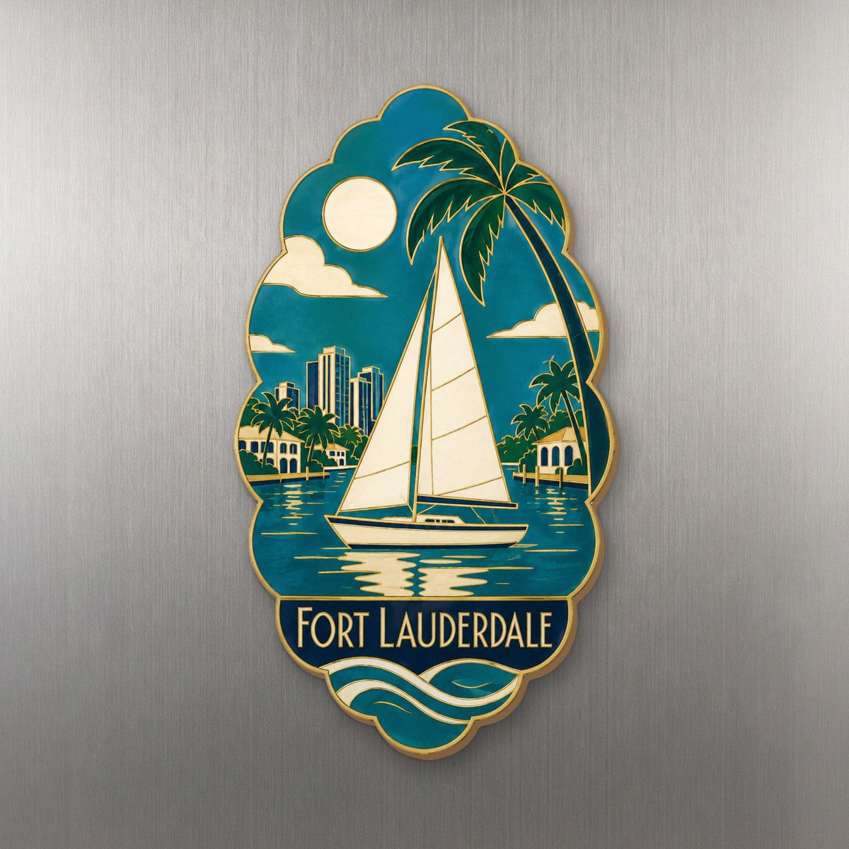 She's Choosing Fort Lauderdale Magnet | Cloisonné-Inspired Graphic | S903-M
