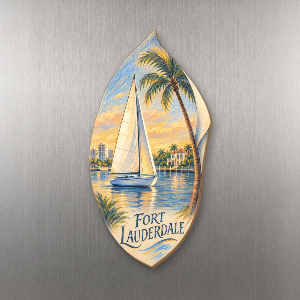 She's Choosing Fort Lauderdale Magnet | Colored Pencil over Gouache | S905-M