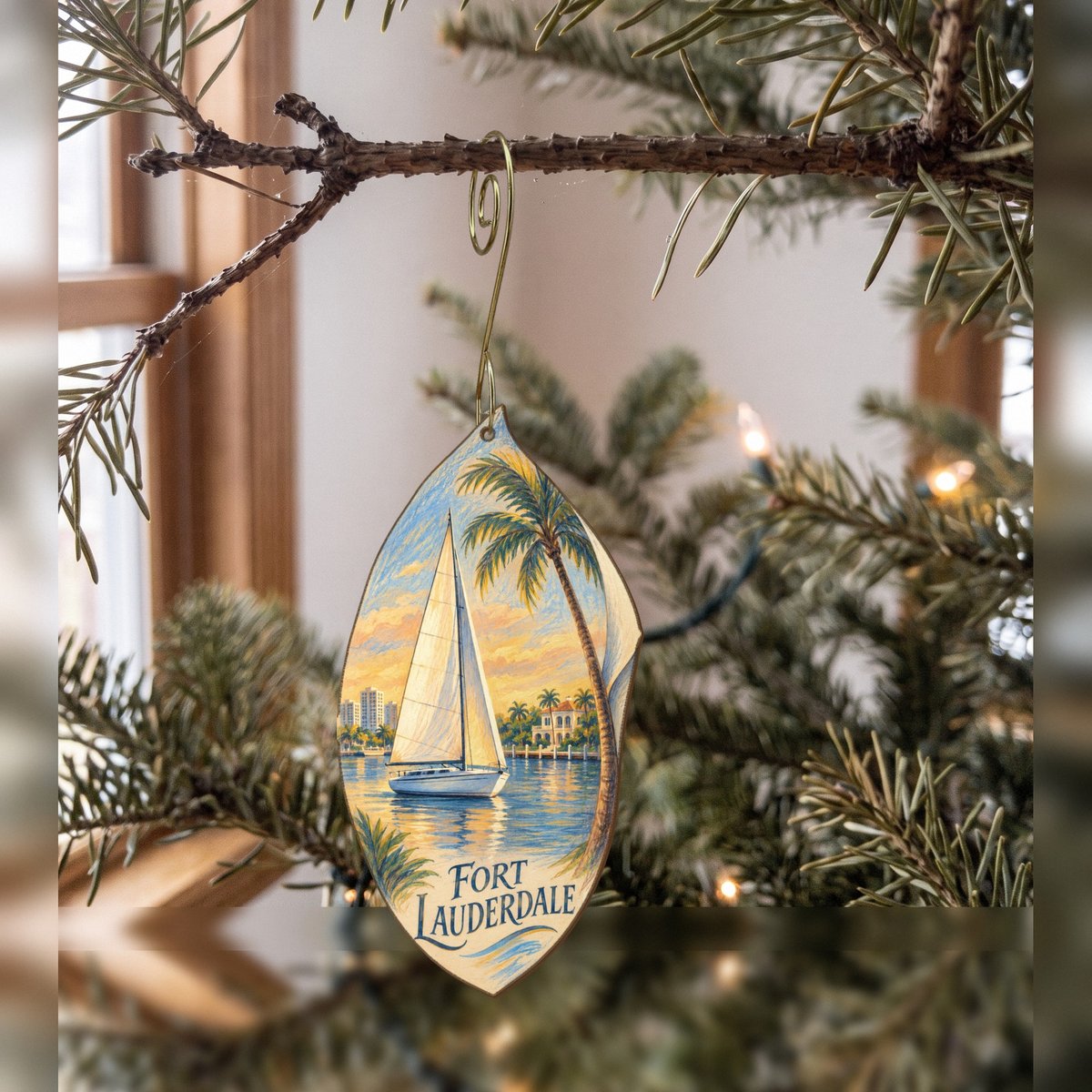 She's Choosing Fort Lauderdale Ornament | Colored Pencil over Gouache | S905-O