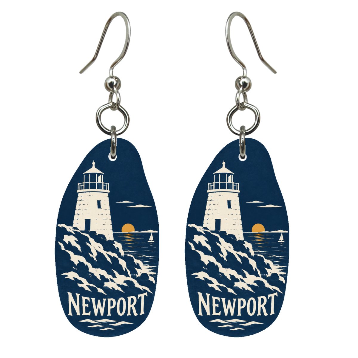 She's Choosing Newport, Rhode Island Earrings | Negative-Space Silhouette | S906