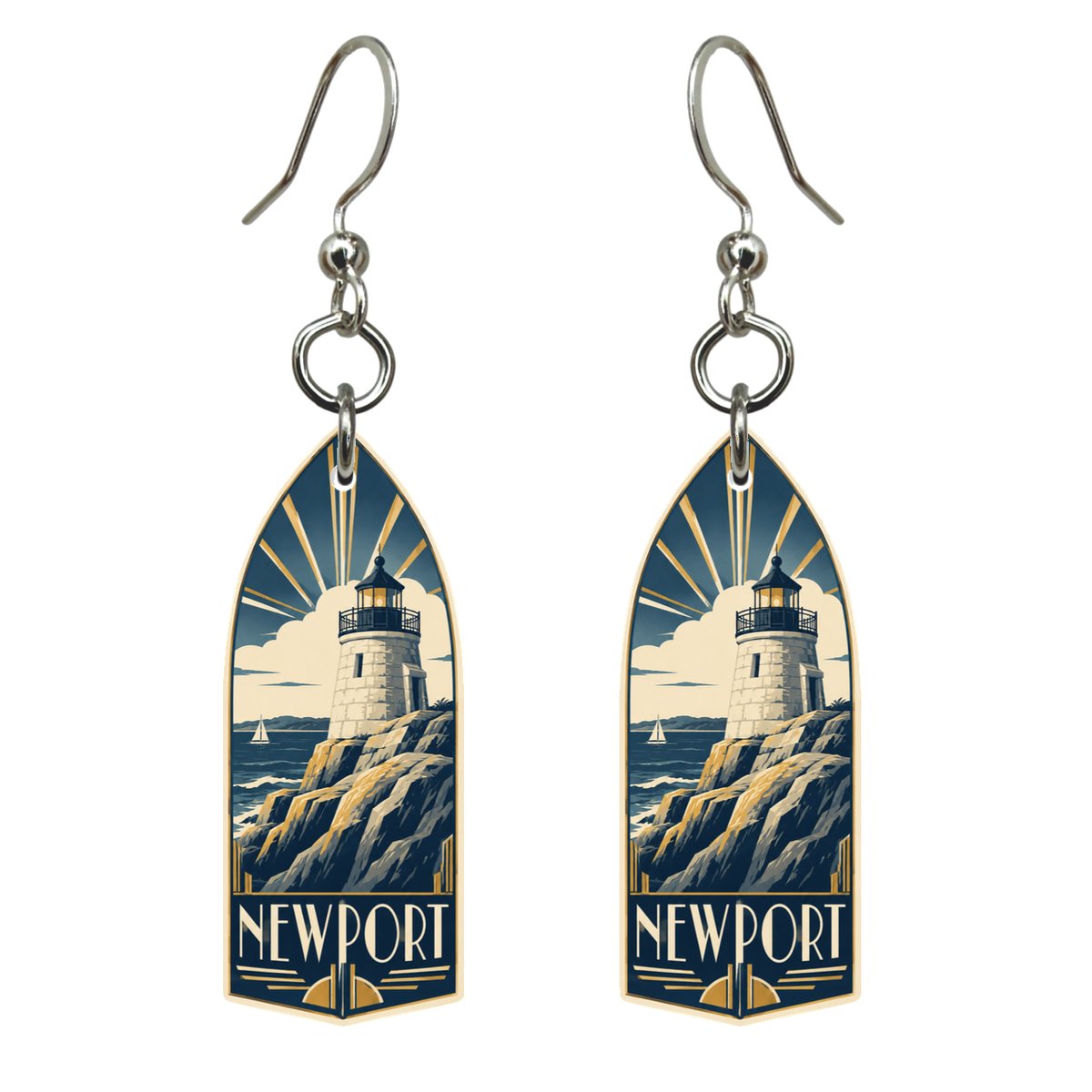 She's Choosing Newport, Rhode Island Earrings | Art Deco | S910