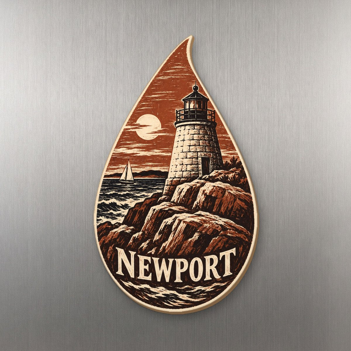 She's Choosing Newport, Rhode Island Magnet | Woodcut | S911-M