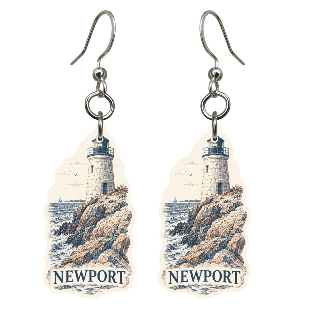 She's Choosing Newport, Rhode Island Earrings | Sparse Pointillism | S914