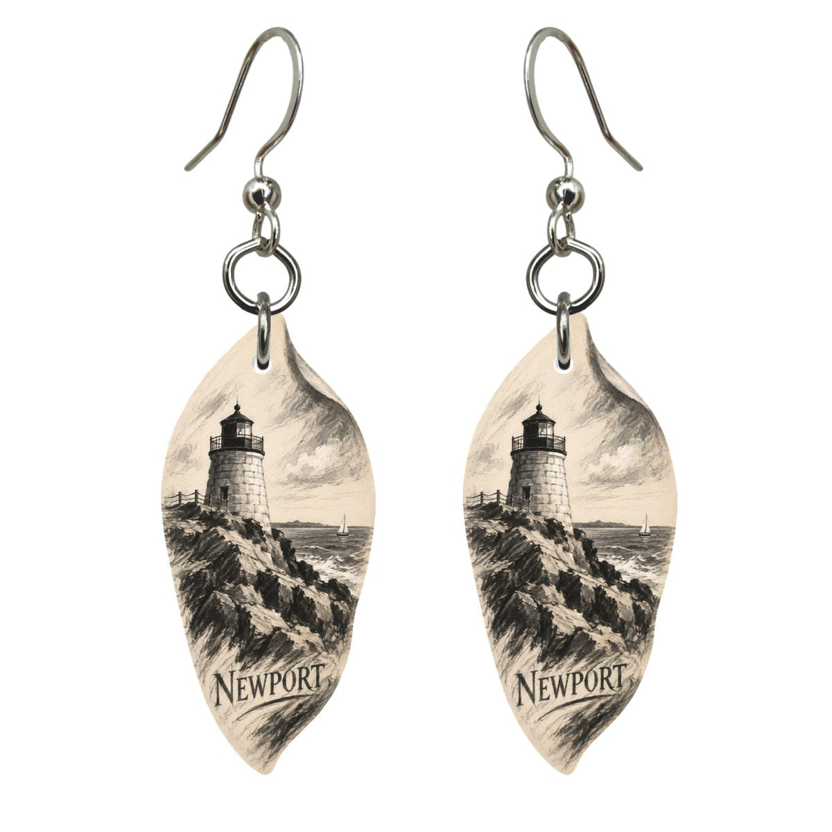 She's Choosing Newport, Rhode Island Earrings | Charcoal Gesture | S916