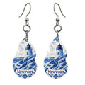 She's Choosing Newport, Rhode Island Earrings | Blue-And-White Ceramic Illustration | S920