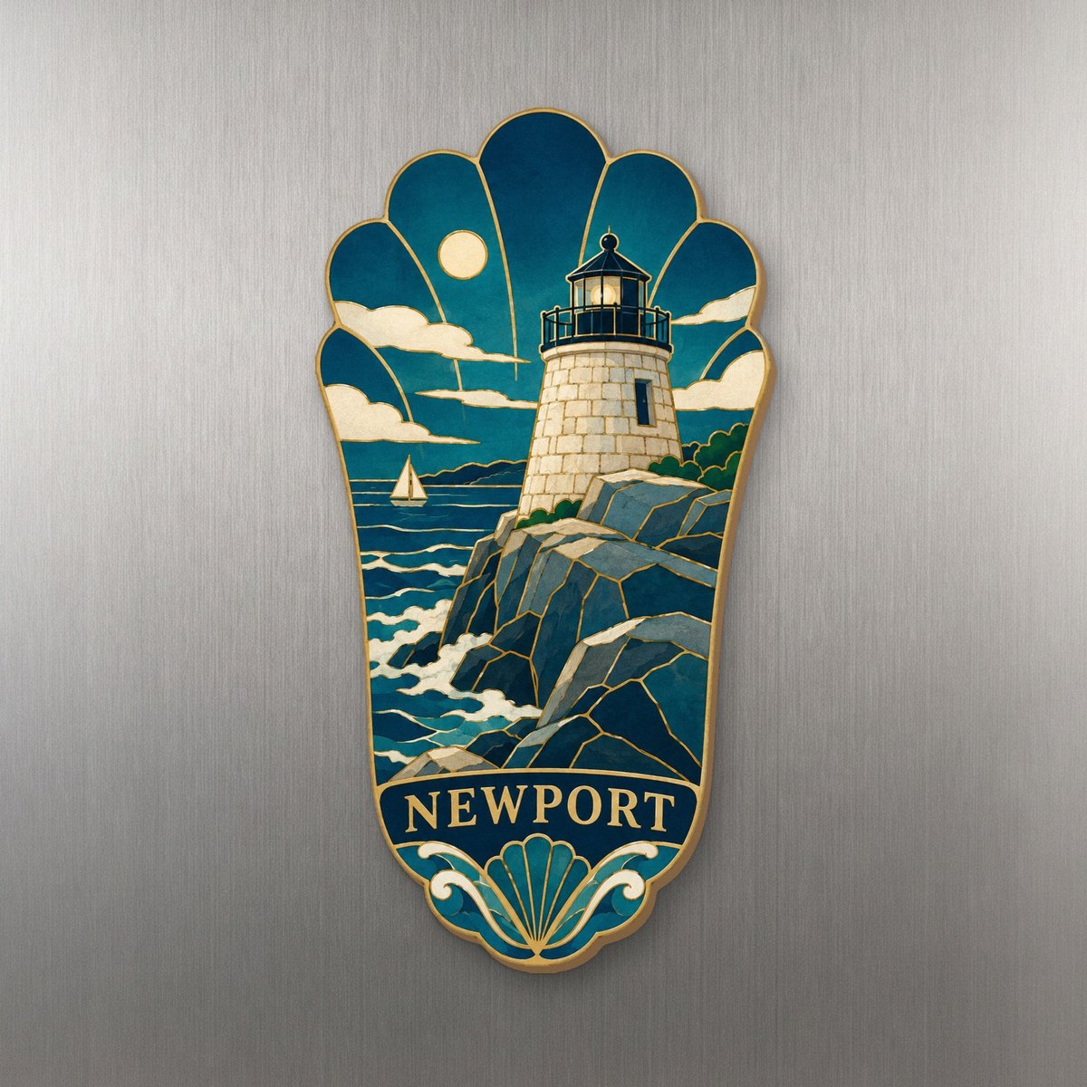 She's Choosing Newport, Rhode Island Magnet | Cloisonné-Inspired Graphic | S921-M