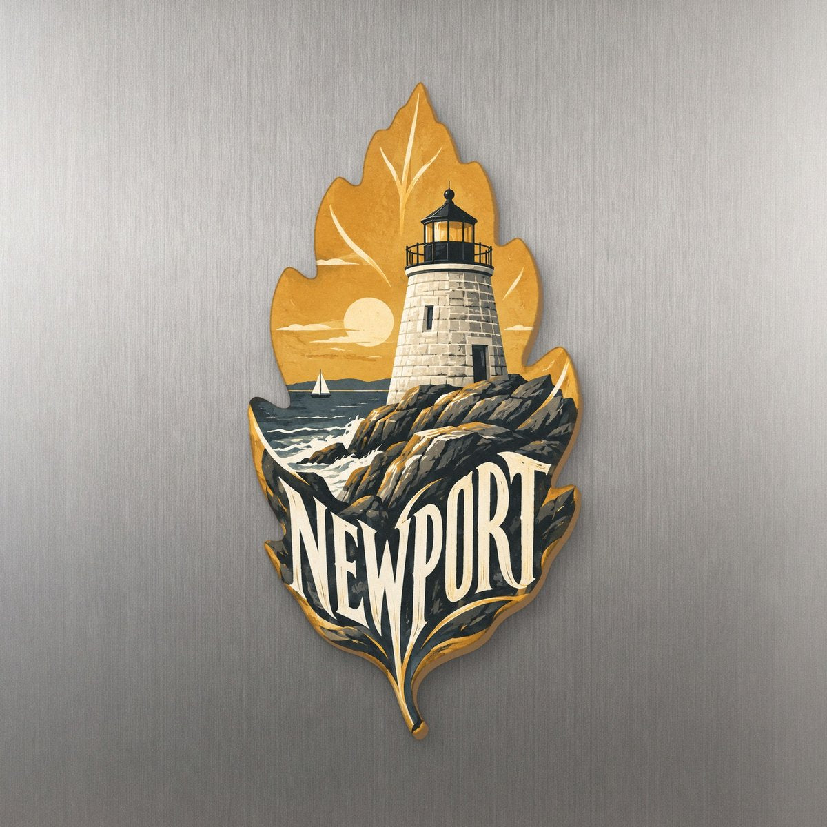 She's Choosing Newport, Rhode Island Magnet | Typographic Illustration | S922-M