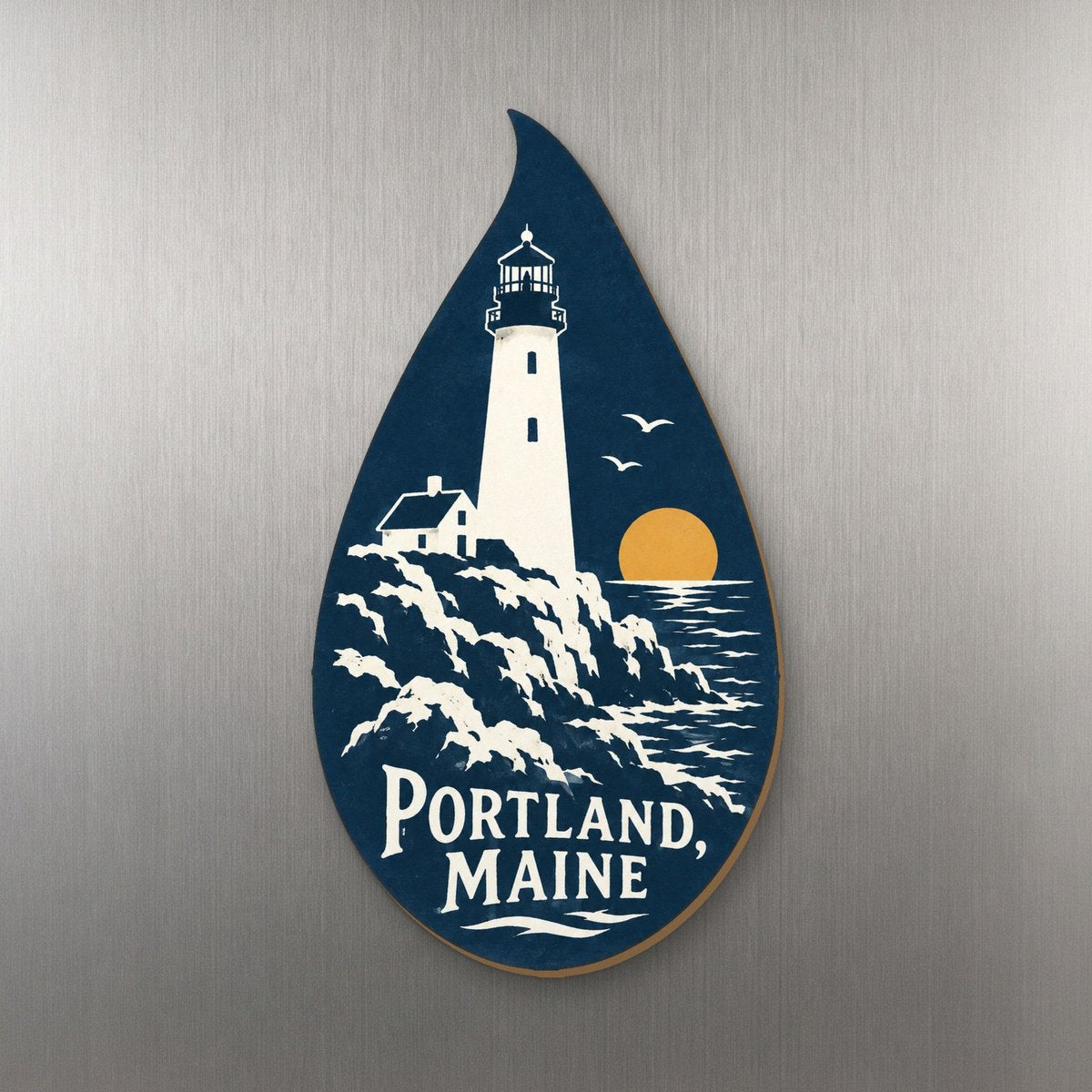 She's Choosing Portland, Maine Magnet | Negative-Space Silhouette | S925-M