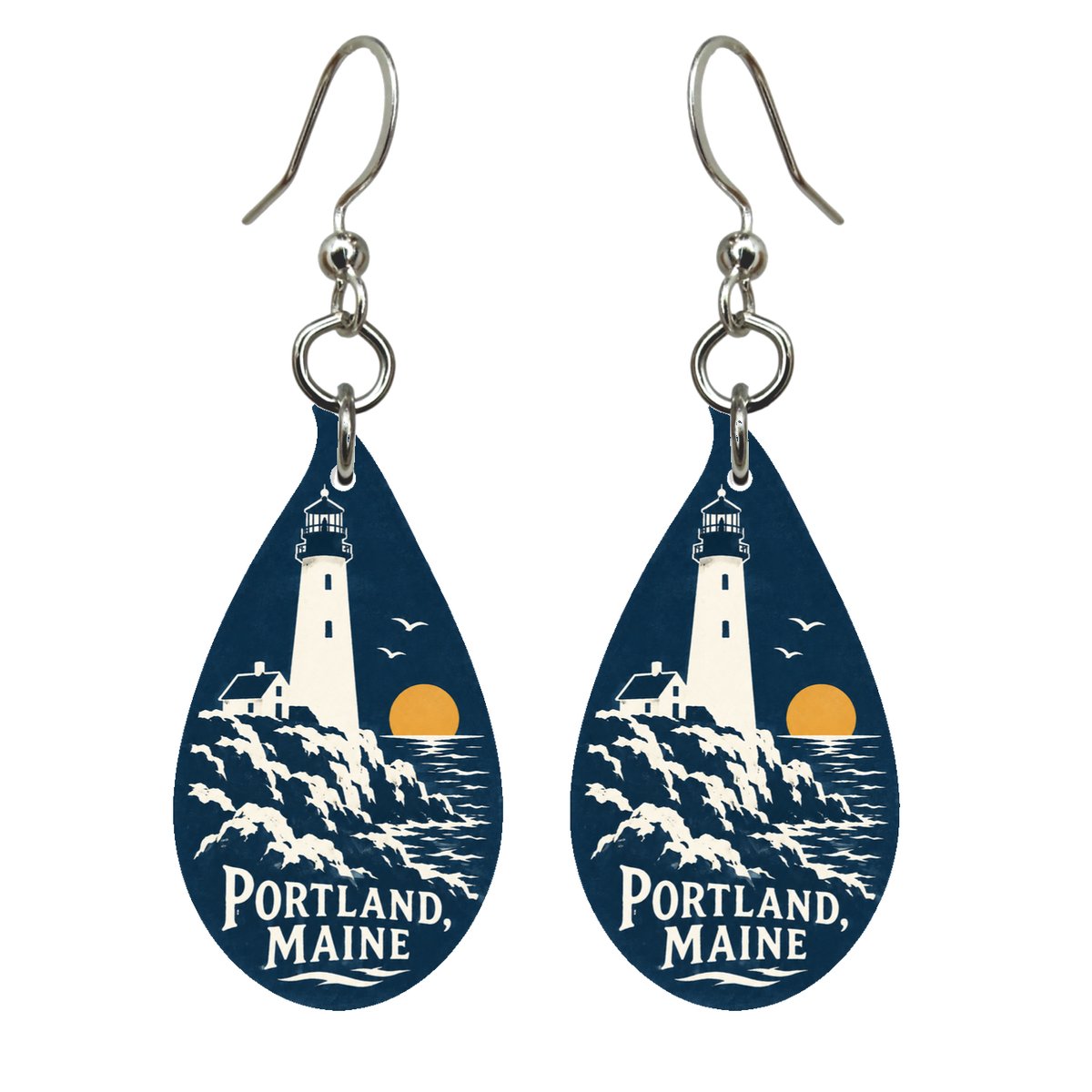 She's Choosing Portland, Maine Earrings | Negative-Space Silhouette | S925