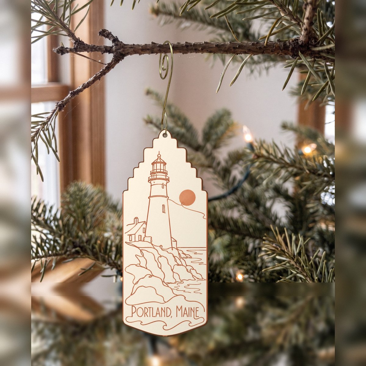 She's Choosing Portland, Maine Ornament | Continuous-Line Drawing | S926-O