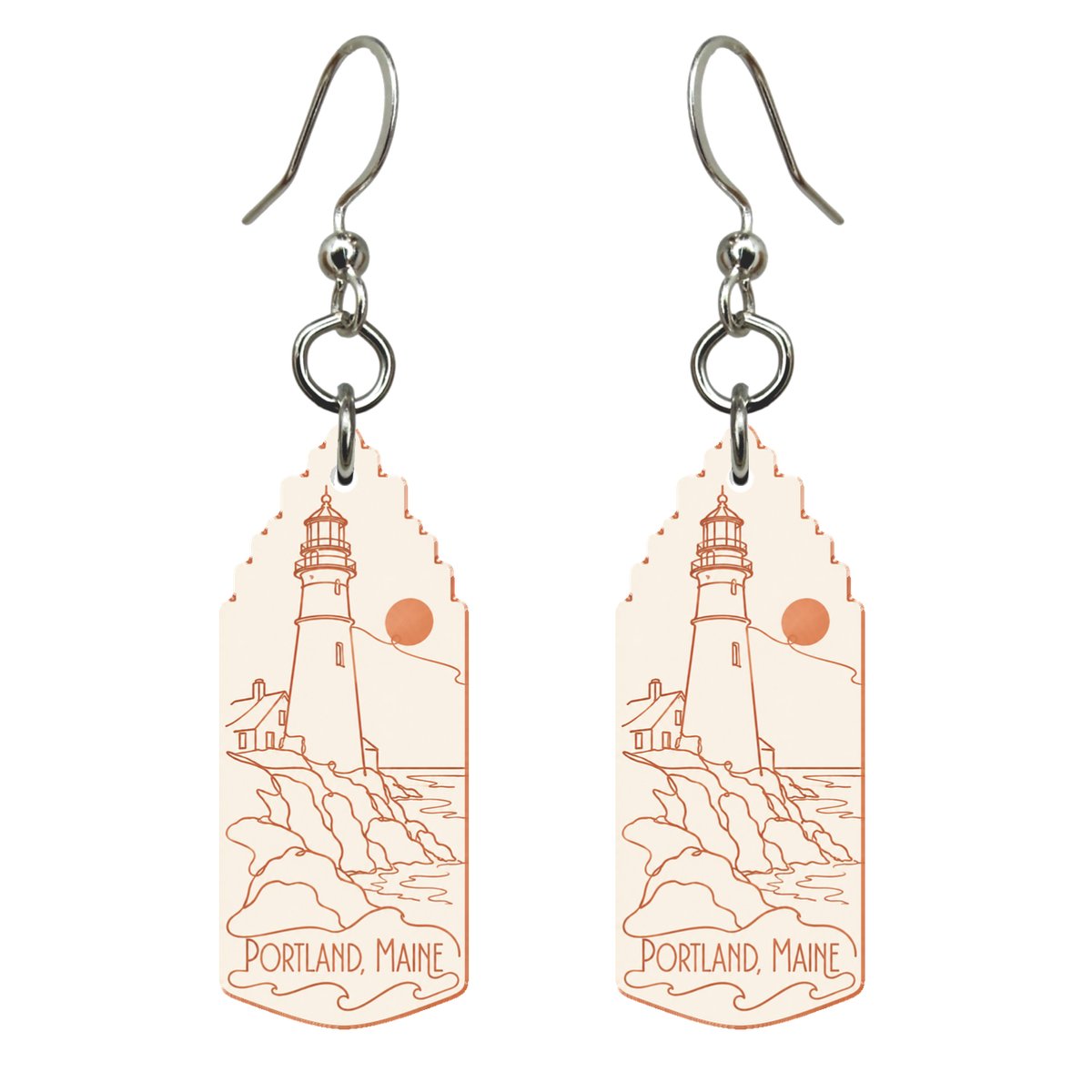 She's Choosing Portland, Maine Earrings | Continuous-Line Drawing | S926