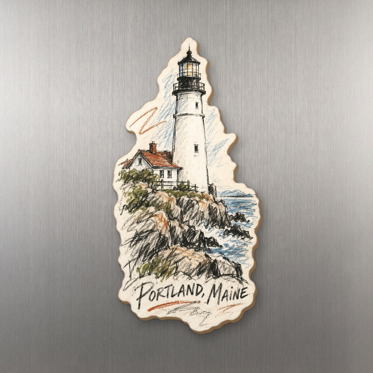 She's Choosing Portland, Maine Magnet | Loose Contour Sketch | S927-M