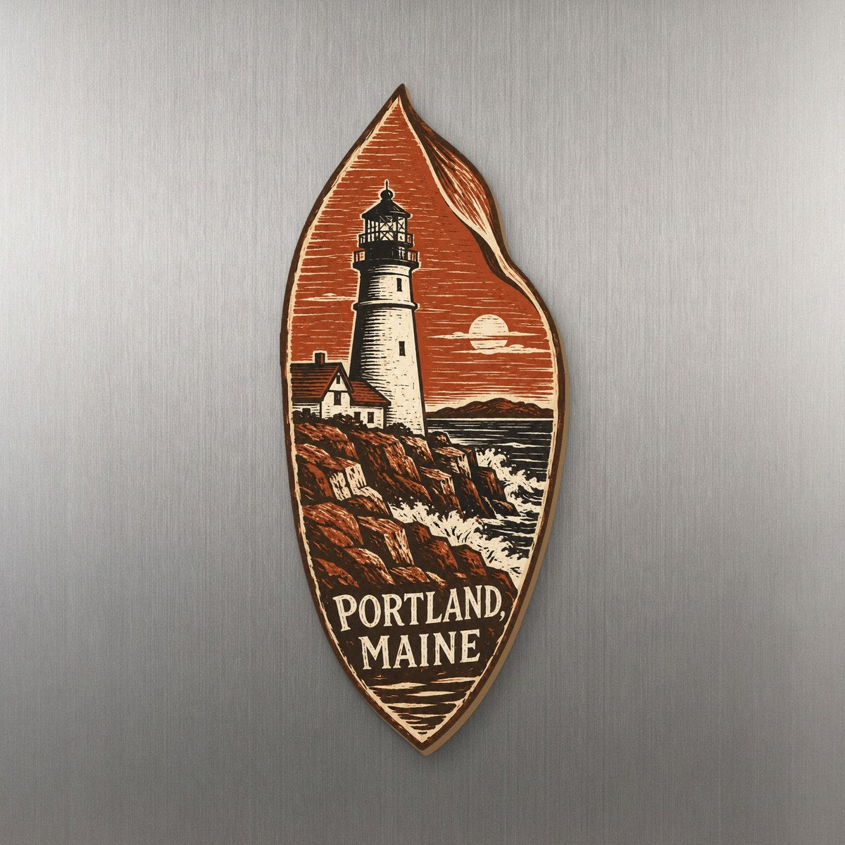 She's Choosing Portland, Maine Magnet | Woodcut | S930-M
