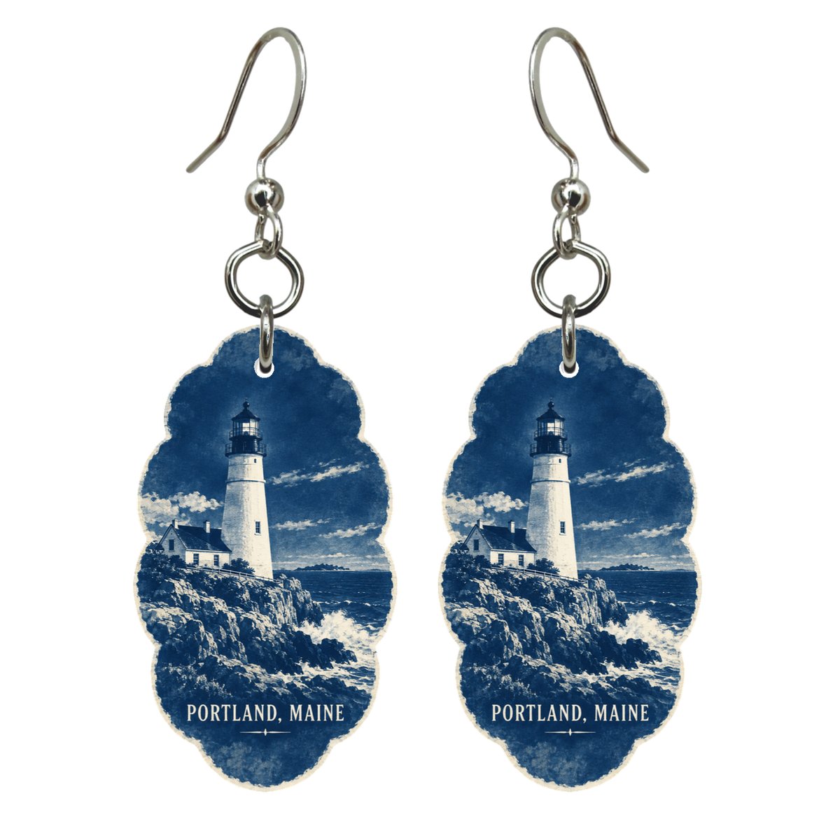 She's Choosing Portland, Maine Earrings | Cyanotype-Inspired | S931