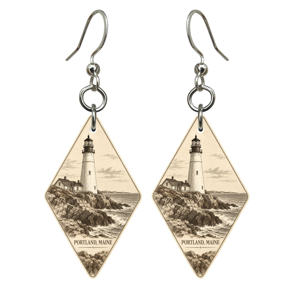She's Choosing Portland, Maine Earrings | Etching-Inspired Linework | S932