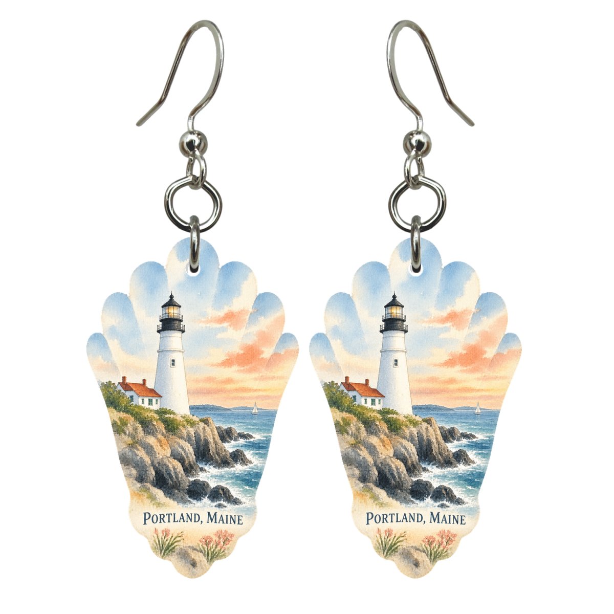 She's Choosing Portland, Maine Earrings | Restrained Watercolor | S936