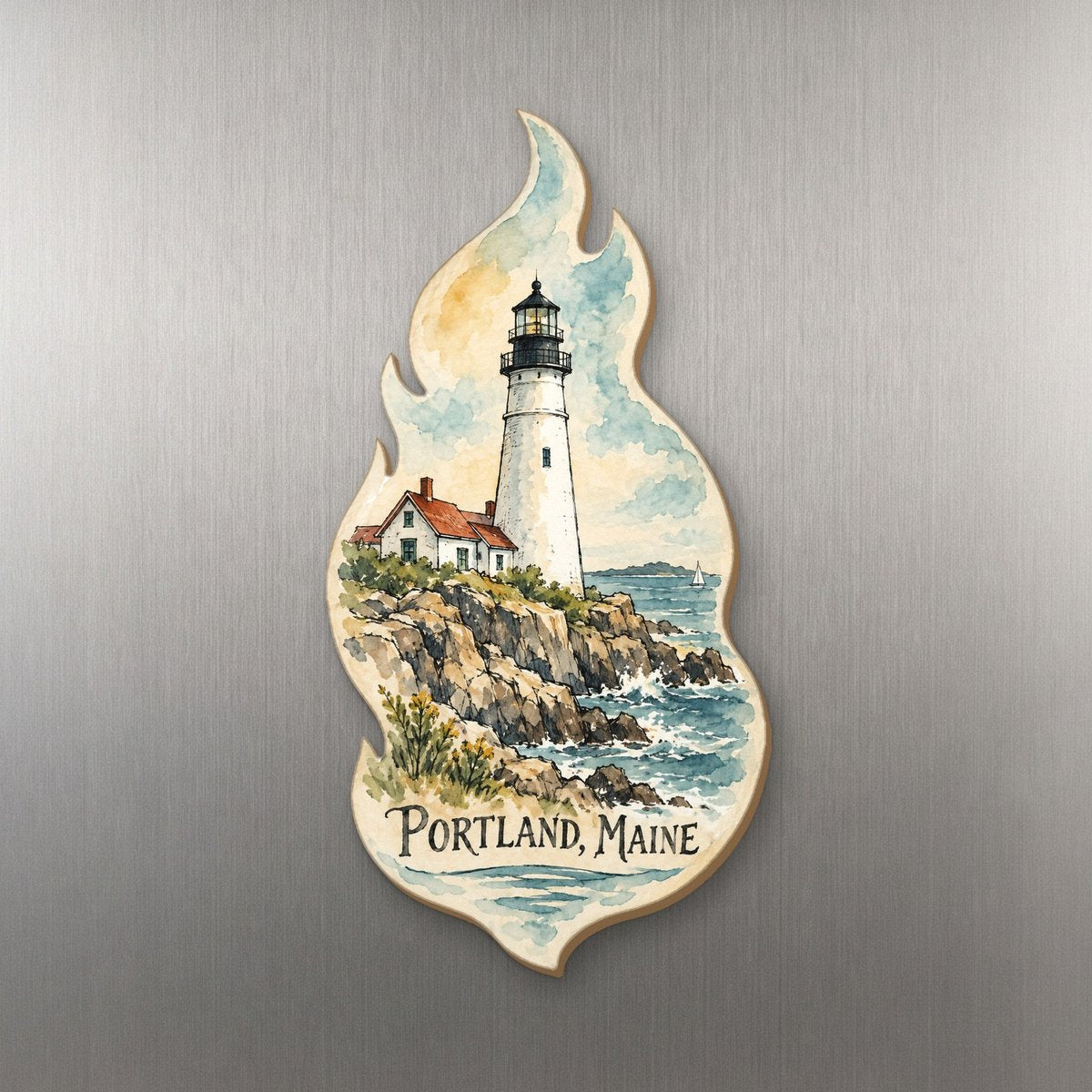She's Choosing Portland, Maine Magnet | Pen and Watercolor Wash | S937-M