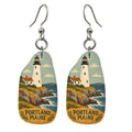 She's Choosing Portland, Maine Earrings | Naive Folk Painting | S938