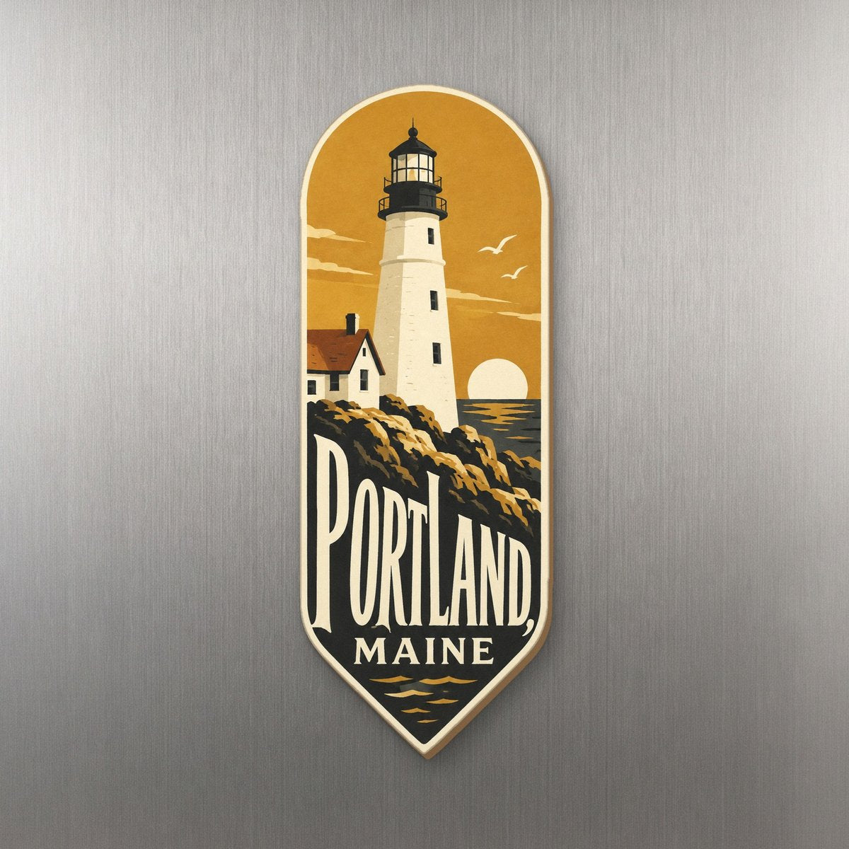 She's Choosing Portland, Maine Magnet | Typographic Illustration | S941-M