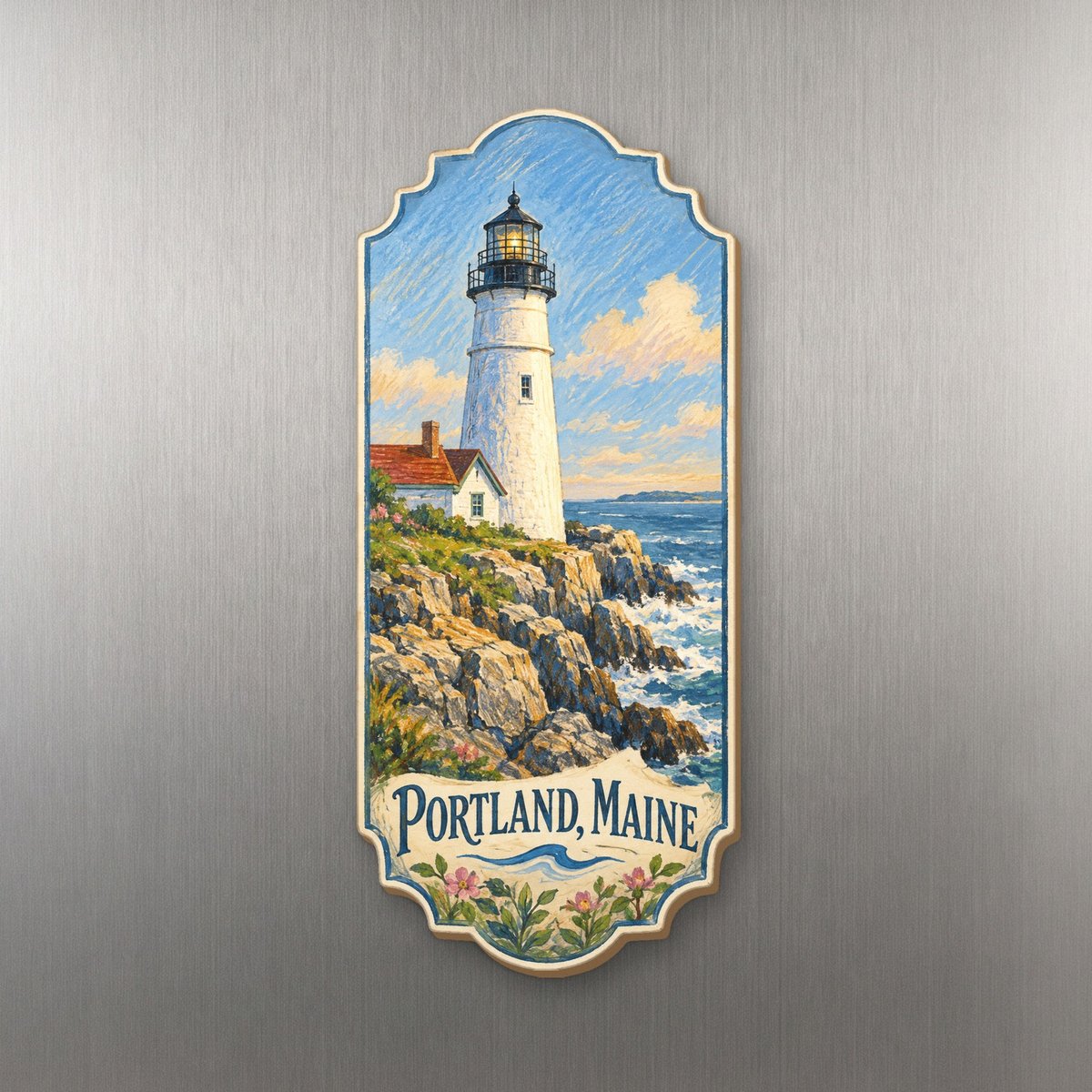 She's Choosing Portland, Maine Magnet | Colored Pencil over Gouache | S942-M