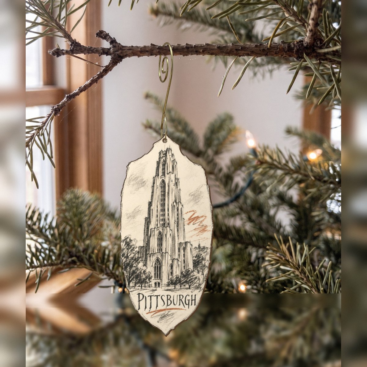 She's Choosing Pittsburgh Ornament | Loose Contour Sketch | S945-O