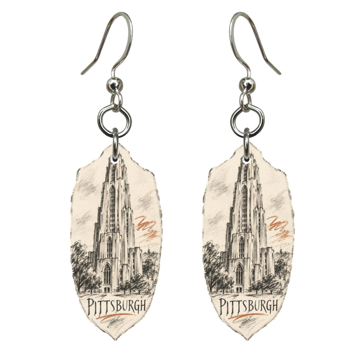 She's Choosing Pittsburgh Earrings | Loose Contour Sketch | S945